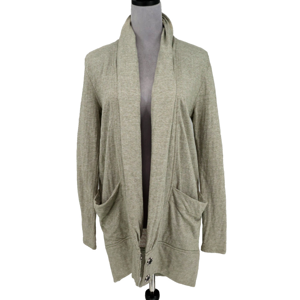 Pure + Good Sweater Womens Medium Green Cotton Blend Cardigan Anthropologie